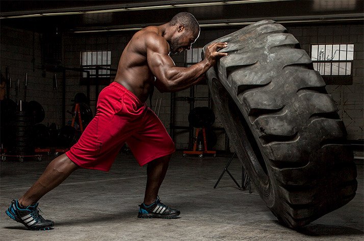 pushing tire